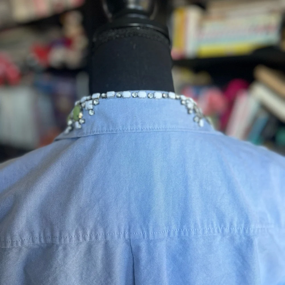 J. Crew Light Blue Embellished Collar Shirt - Picture 7 of 9